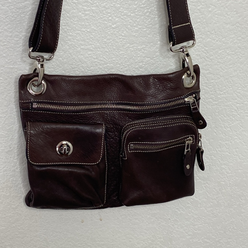 ROOTS Villager Cervino Leather Dark Brown Crossbody Bag